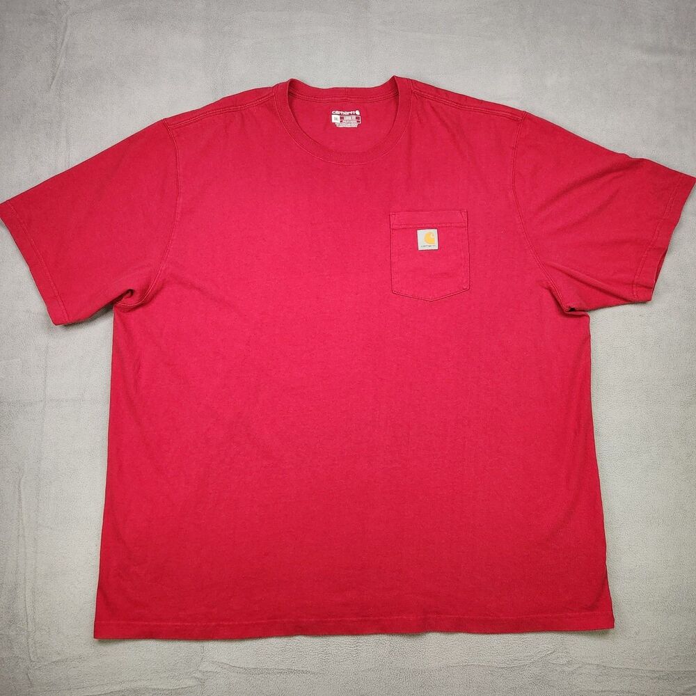 Carhartt Iconic K87 Short Sleeve Pocket T-Shirt Men 3XL Red Loose Heavyweight